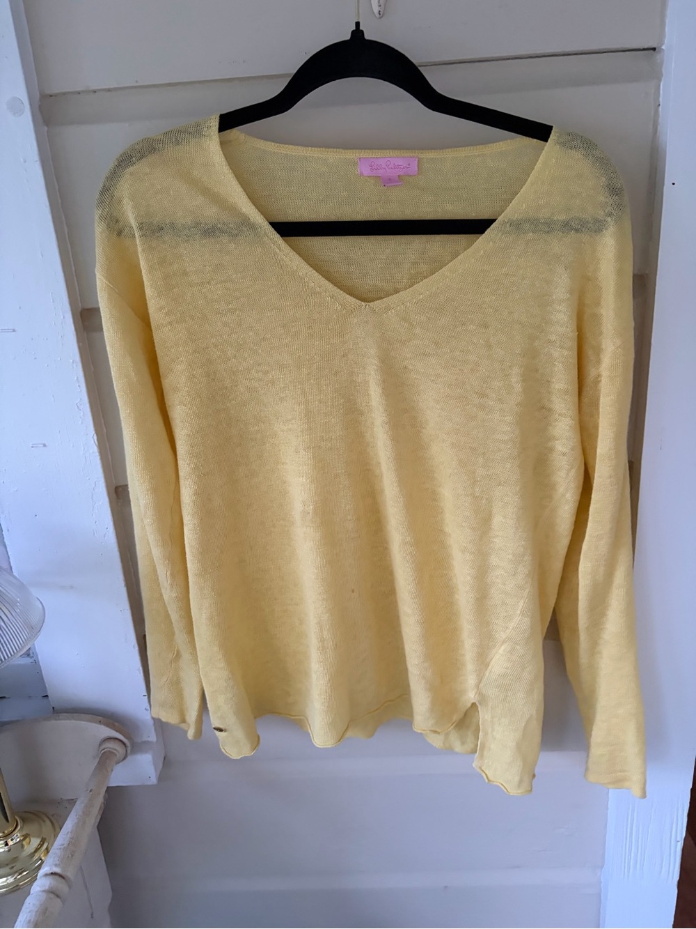Lilly Pulitzer Pale Yellow V-Neck Sweater
